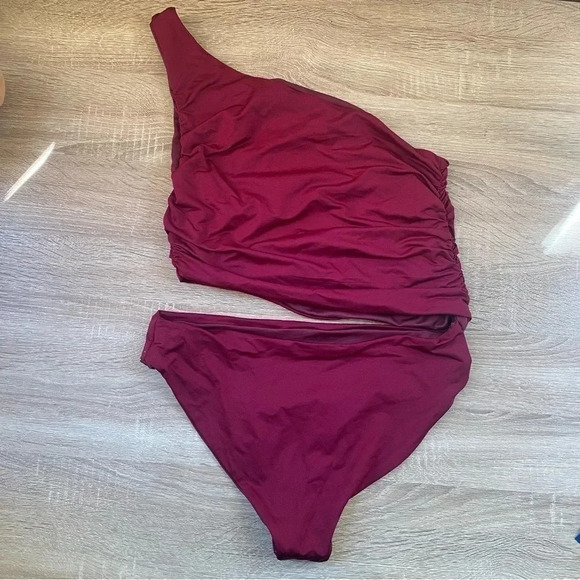 New Agua Bendita Trini One Piece Swimsuit Bathing Suit Wine Red Large - Picture 6 of 9